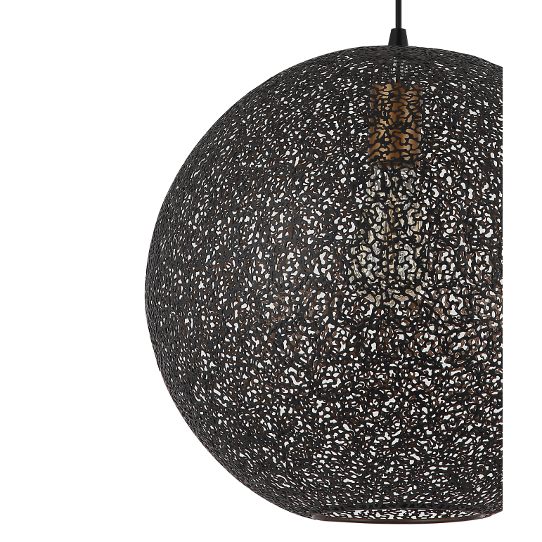 Detail van de zwarte Rolo hanglamp met een strakke afwerking. Een moderne toevoeging voor een stijlvol interieur.