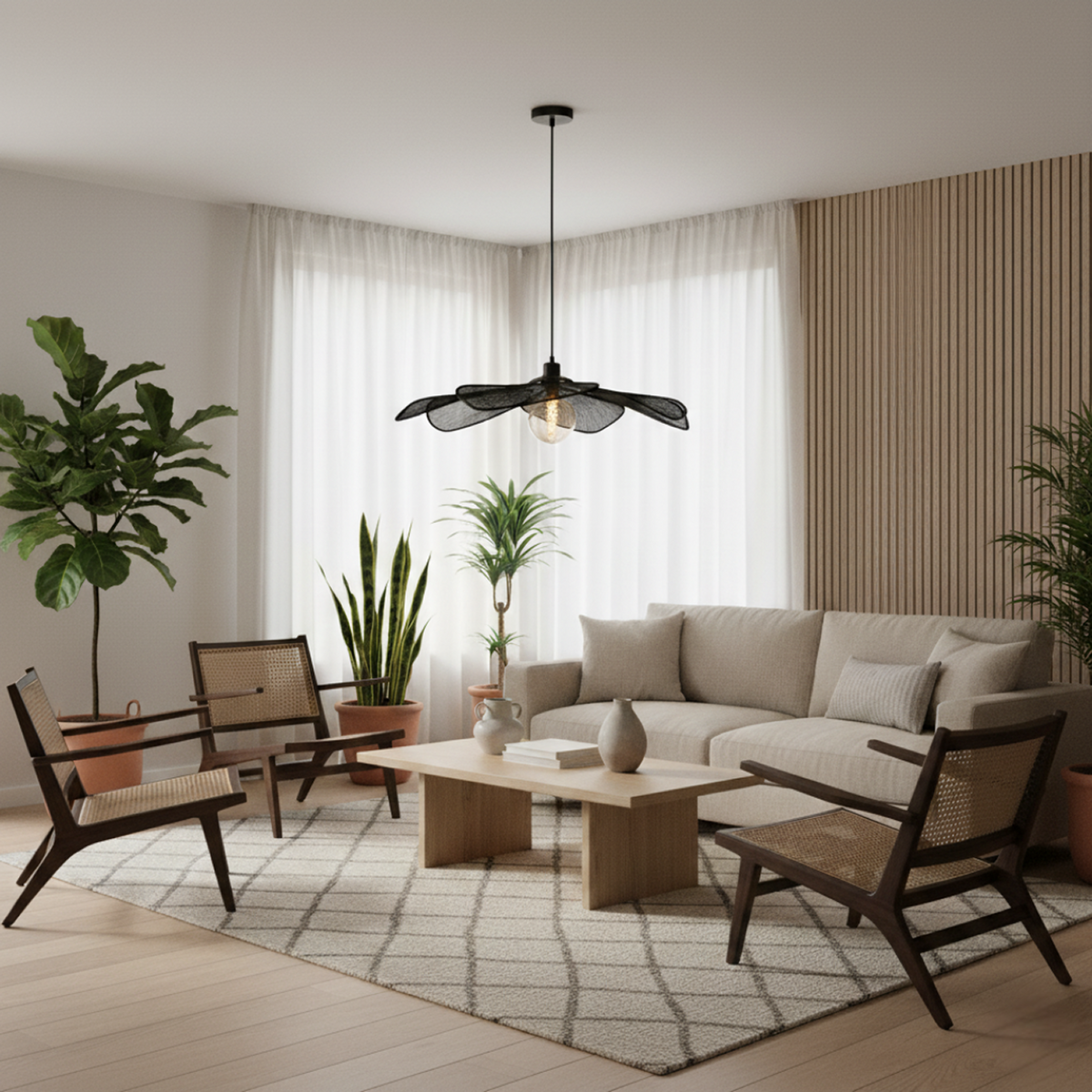 De zwarte Corvo hanglamp creëert een betoverende bohemian sfeer in je interieur. Perfect voor boven de eettafel.