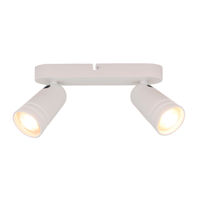 Strakke witte plafondlamp Spero met een industrieel design. Perfect voor een moderne sfeer in uw interieur.