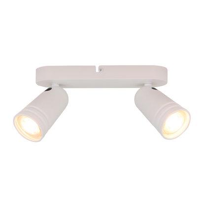 Strakke witte plafondlamp Spero met een industrieel design. Perfect voor een moderne sfeer in uw interieur.