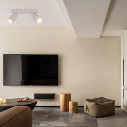 De witte plafondlamp Spero voegt een industriële flair toe aan je ruimte. Perfect voor een sfeervolle ambiance.