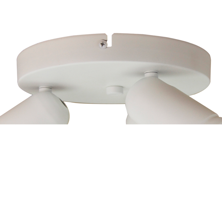 De compacte witte plafondlamp Spero voegt een moderne industrieel accent toe aan elke ruimte.