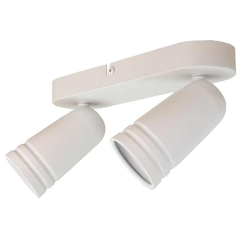 Detailweergave van de witte Spero plafondlamp met een industrieel design. Perfect voor een moderne en strakke uitstraling.
