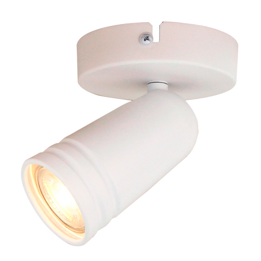 Deze witte plafondlamp Spero heeft een minimalistisch ontwerp.