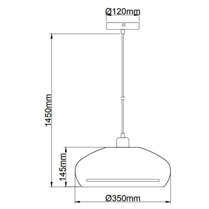 Detail van de gouden Striscia hanglamp met zwart accent. Deze lamp voegt een luxe touch toe aan jouw interieur.