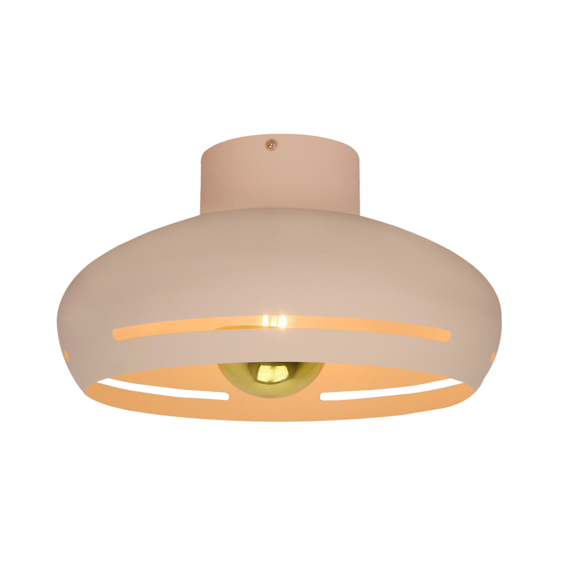 Moderne witte plafondlamp Striscia met een strakke uitstraling. Perfect voor een eigentijdse touch in elke kamer.