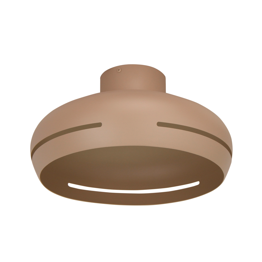 Deze zandkleurige plafondlamp uit de Striscia-serie voegt een warme, natuurlijke uitstraling toe aan je interieur.