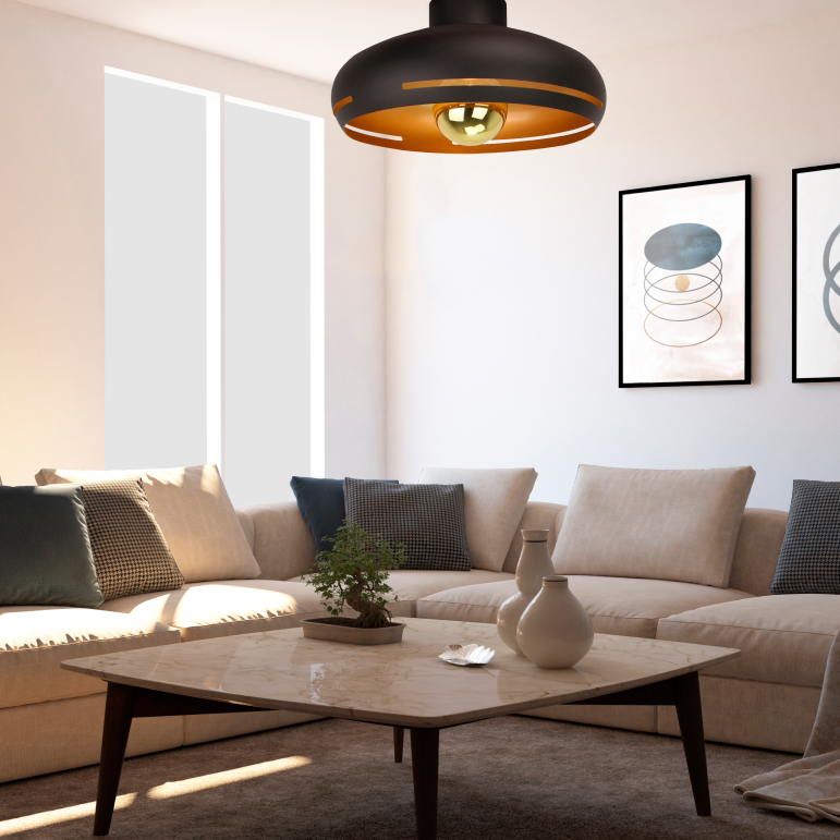 Illuminate your space with the striking black Striscia ceiling light.