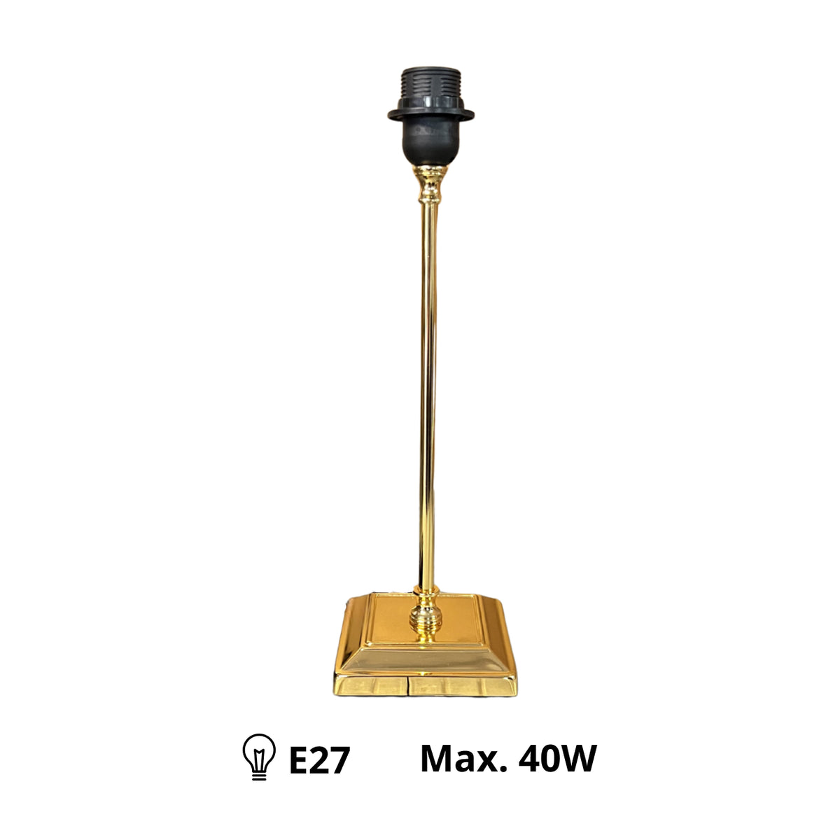 Detail van de elegante gouden lampenvoet uit de T-80 serie. Perfect voor een klassieke uitstraling in jouw interieur.
