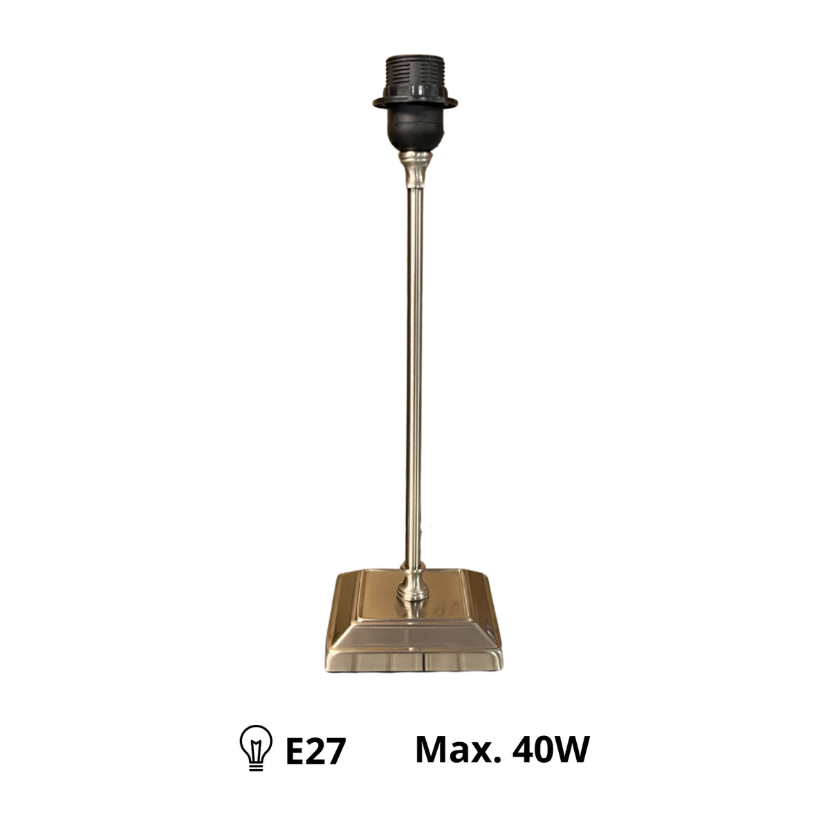 Deze nikkel lampenvoet van 38 cm biedt een klassieke uitstraling. Perfect voor het creëren van een sfeervol lichtpunt.