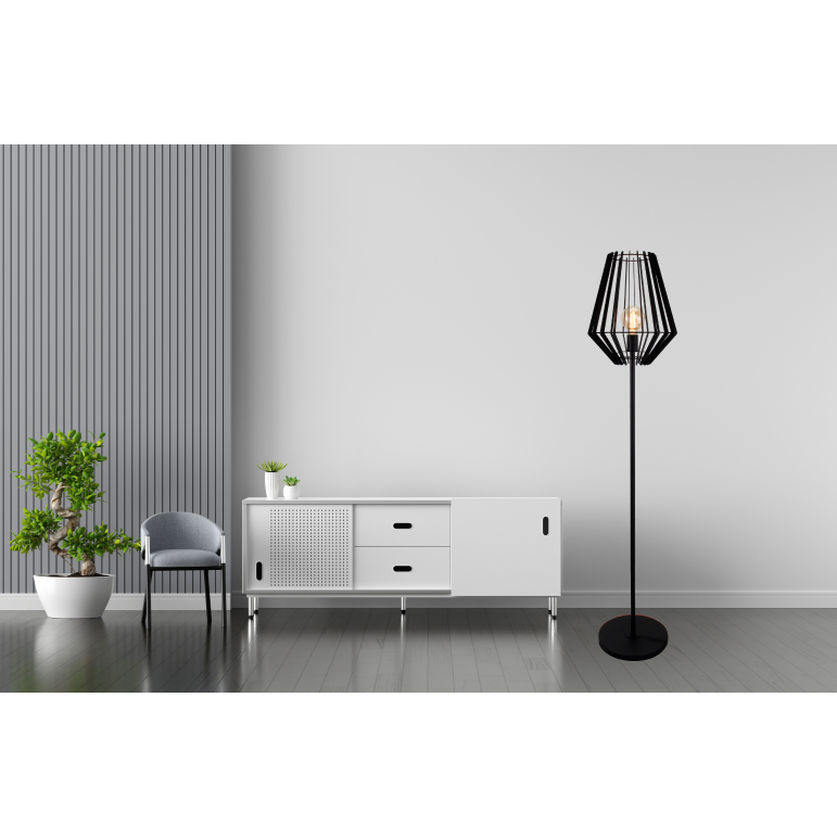 Deze zwarte Tavola vloerlamp heeft een minimalistisch ontwerp en past perfect in een modern interieur.