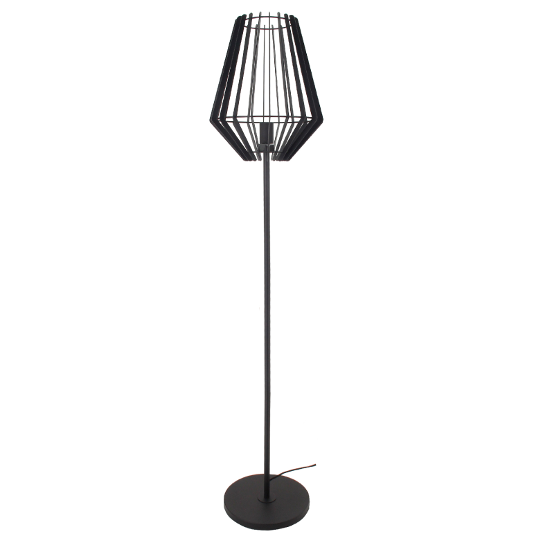 Detailfoto van de zwarte Tavola vloerlamp, modern en elegant. Perfect voor een sfeervolle uitstraling in je woonkamer.