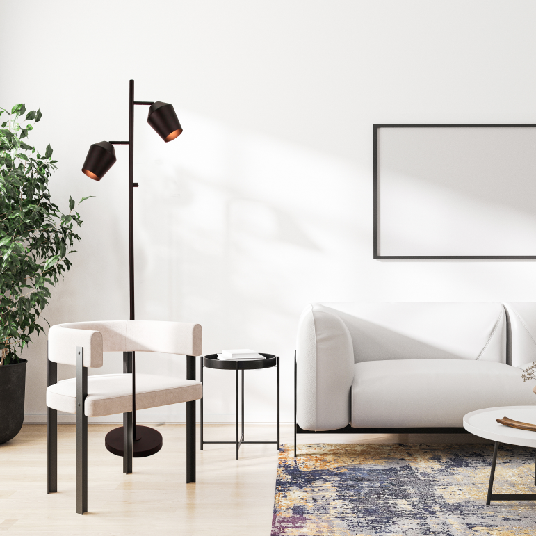 De zwarte Tavola vloerlamp straalt elegantie uit met zijn slanke ontwerp.