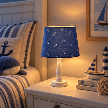 Illuminate your space with the Anker table lamp in blue and white. A perfect blend of modern and Japandi elegance.