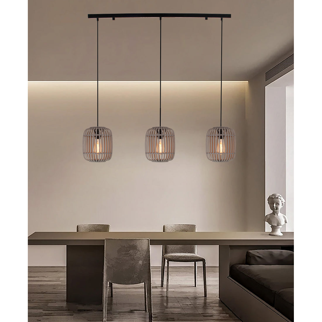 Een moderne grijze hanglamp uit de Woven serie, perfect voor een gezellige sfeer in uw interieur. Laat uw ruimte stralen!