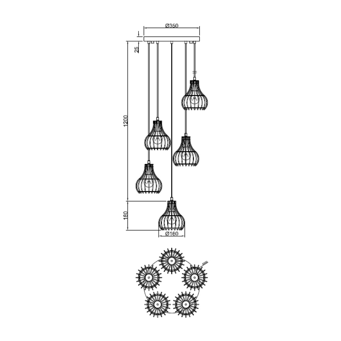 Een gedetailleerde blik op de moderne Goccia hanglamp in zwart. Perfect voor sfeervolle verlichting boven elke tafel.