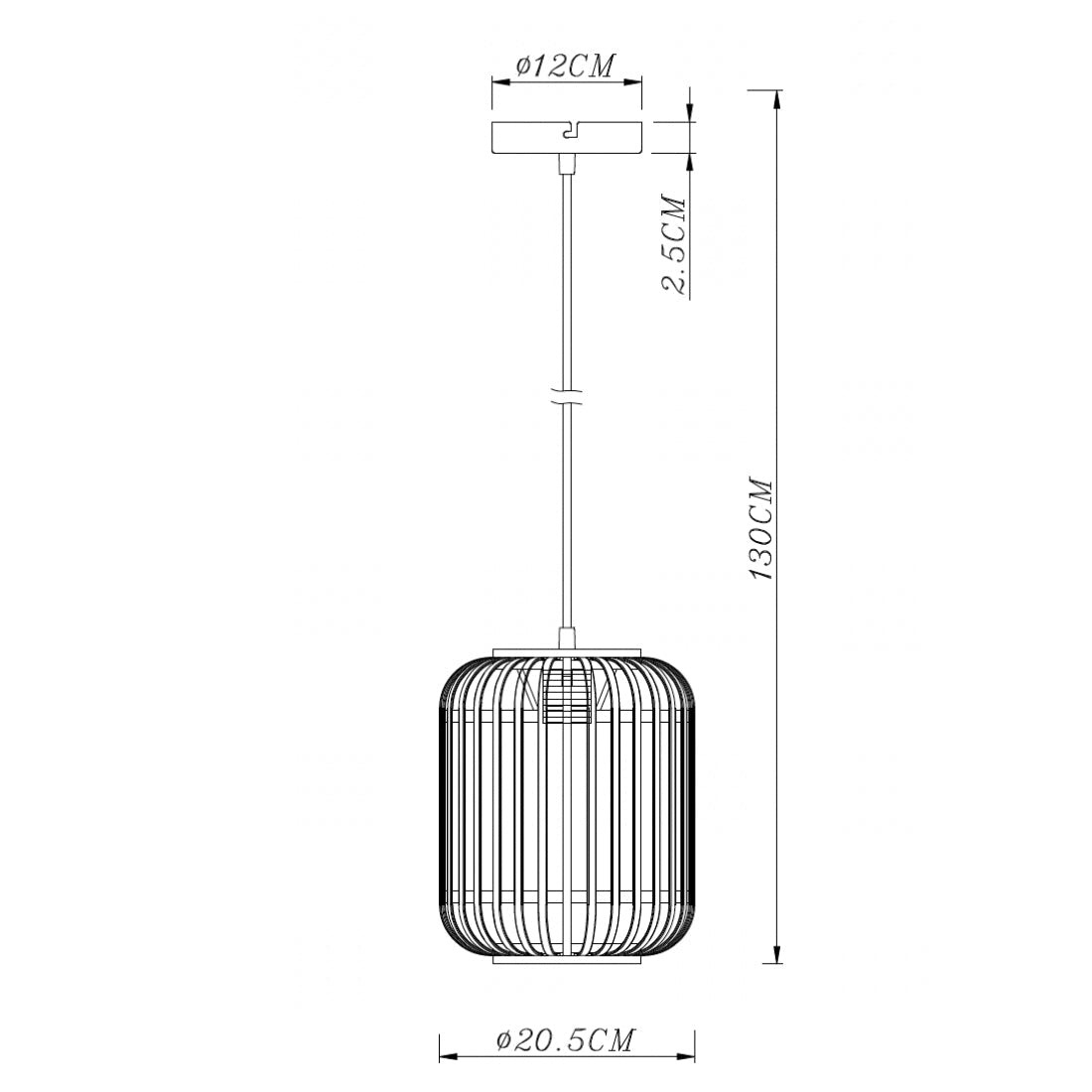 Van dichtbij zichtbaar, de zwarte Woven hanglamp.
