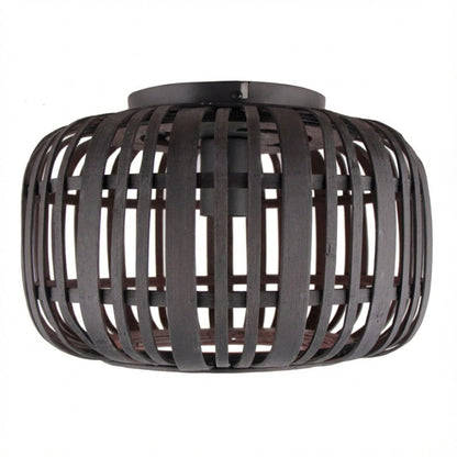 De zwarte Rattan plafondlamp geeft een warme, sfeervolle uitstraling. Perfect voor een gezellige eethoek of woonkamer.