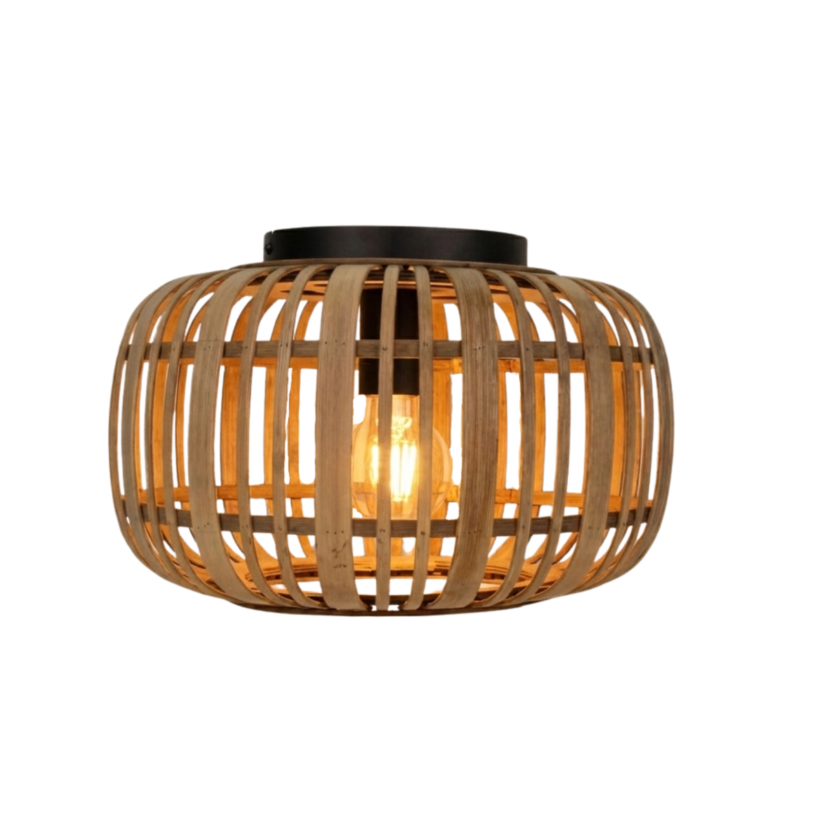 Verrijk je interieur met de ronde, natuurlijke bruin rattan plafondlamp. Een perfect accent voor warme en gezellige ruimtes.