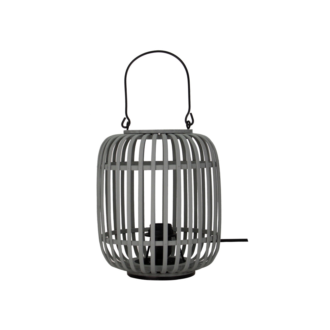 Detail van de moderne grijze Woven tafellamp. Perfect voor een sfeervolle uitstraling op elke tafel of bureau.