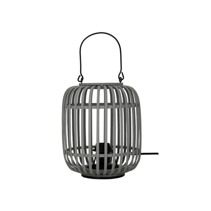 Detail van de moderne grijze Woven tafellamp. Perfect voor een sfeervolle uitstraling op elke tafel of bureau.