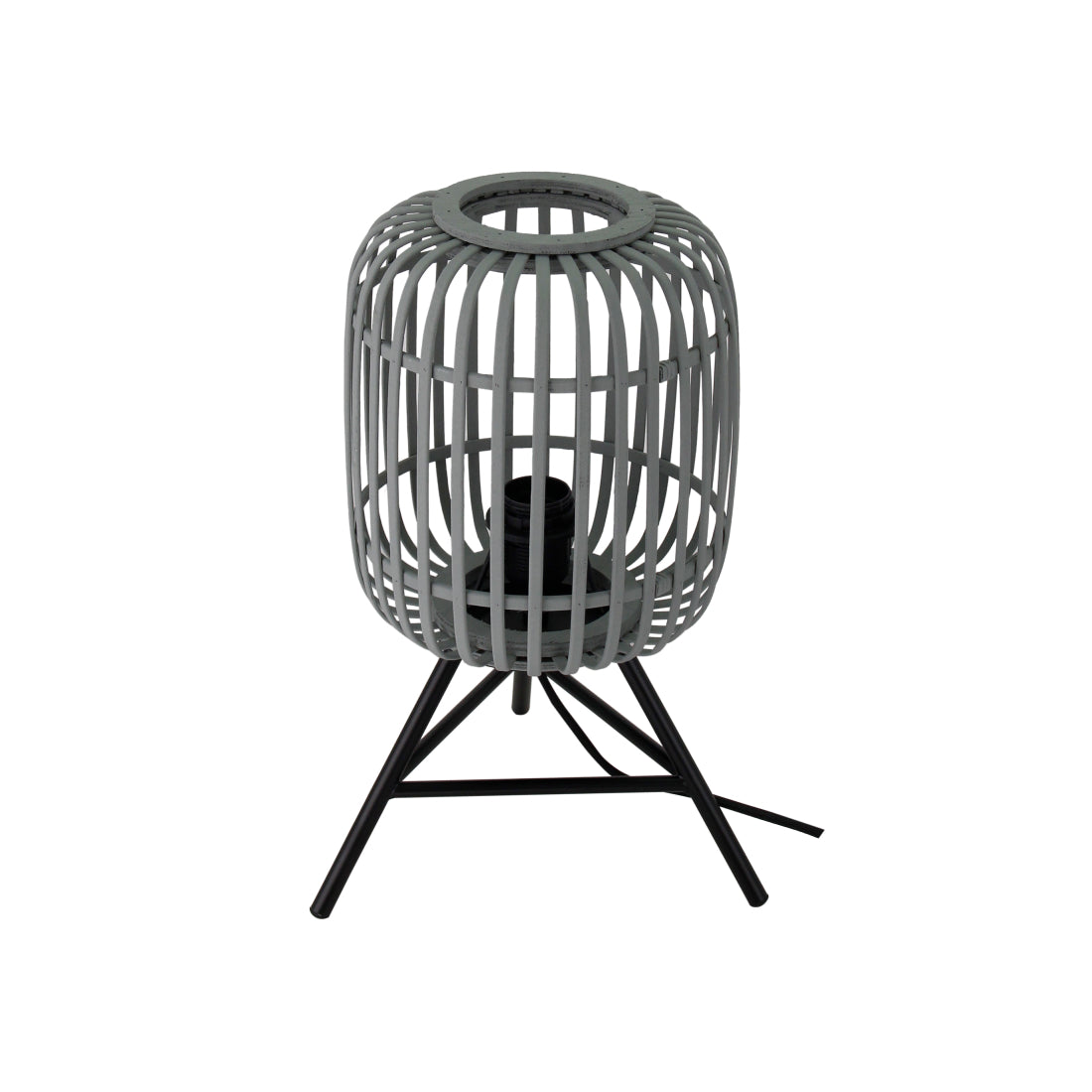 Detail van de moderne grijze Woven tafellamp. Een sfeervolle aanvulling voor je bureau of nachtkastje.