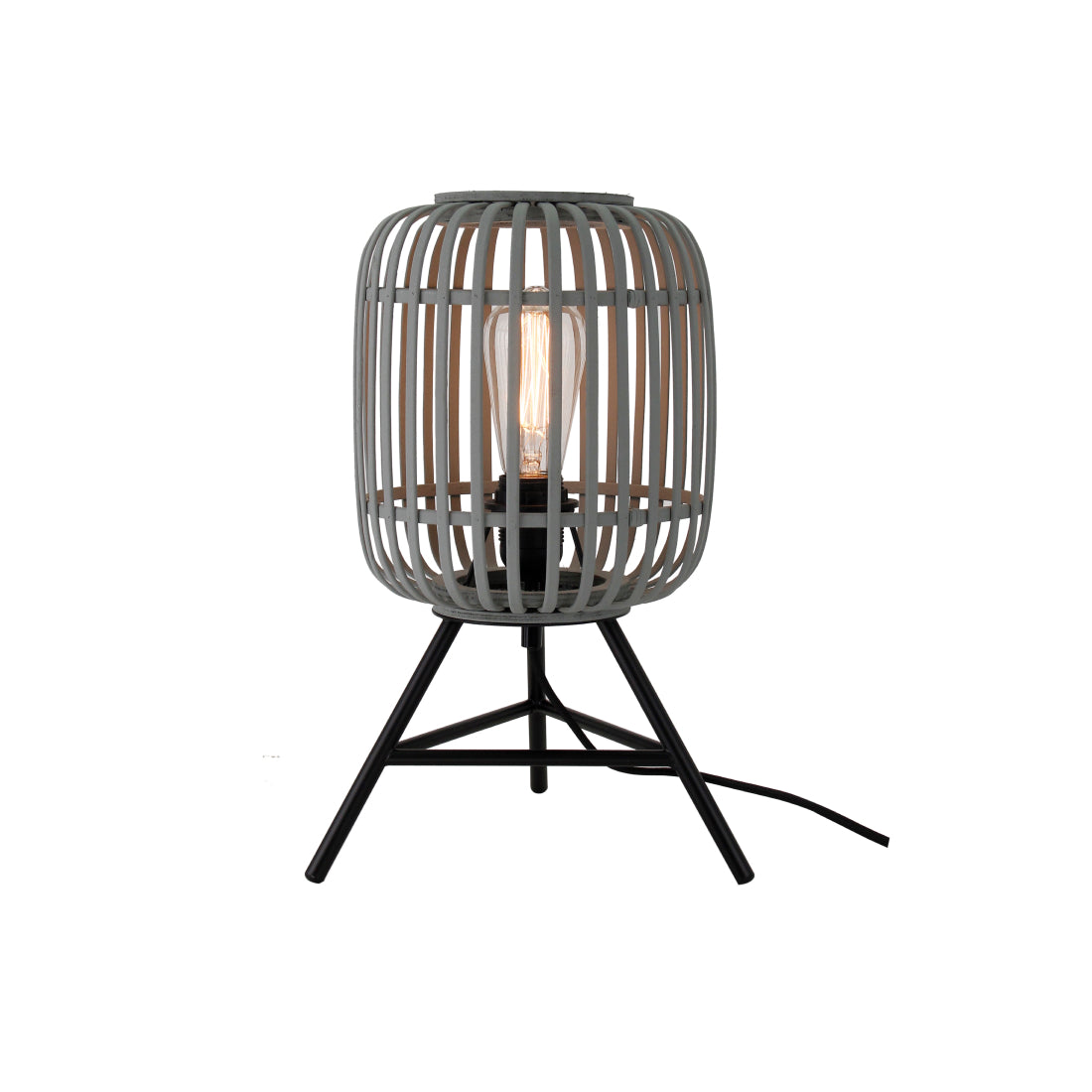 Deze moderne grijze tafellamp uit de Woven-serie voegt een sfeervolle touch toe aan elke ruimte.