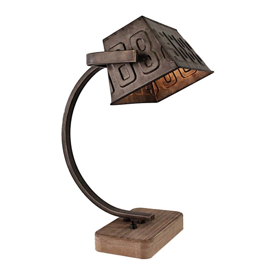 Deze robuuste tafellamp in roestkleur heeft een stoer industrieel design. Perfect voor een vintage sfeer in jouw interieur.