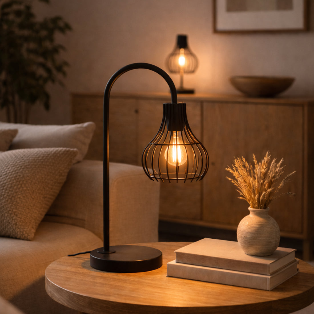 Deze zwarte tafellamp Goccia geeft een industriële flair aan je interieur.