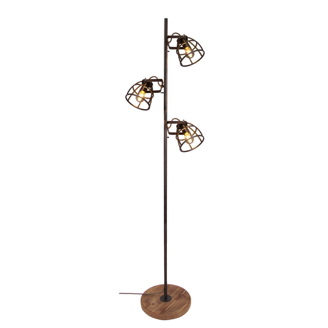 Deze moderne zwarte vloerlamp met drie verstelbare spots biedt veelzijdige verlichting.
