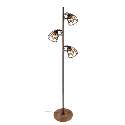 Deze moderne zwarte vloerlamp met drie verstelbare spots biedt veelzijdige verlichting.
