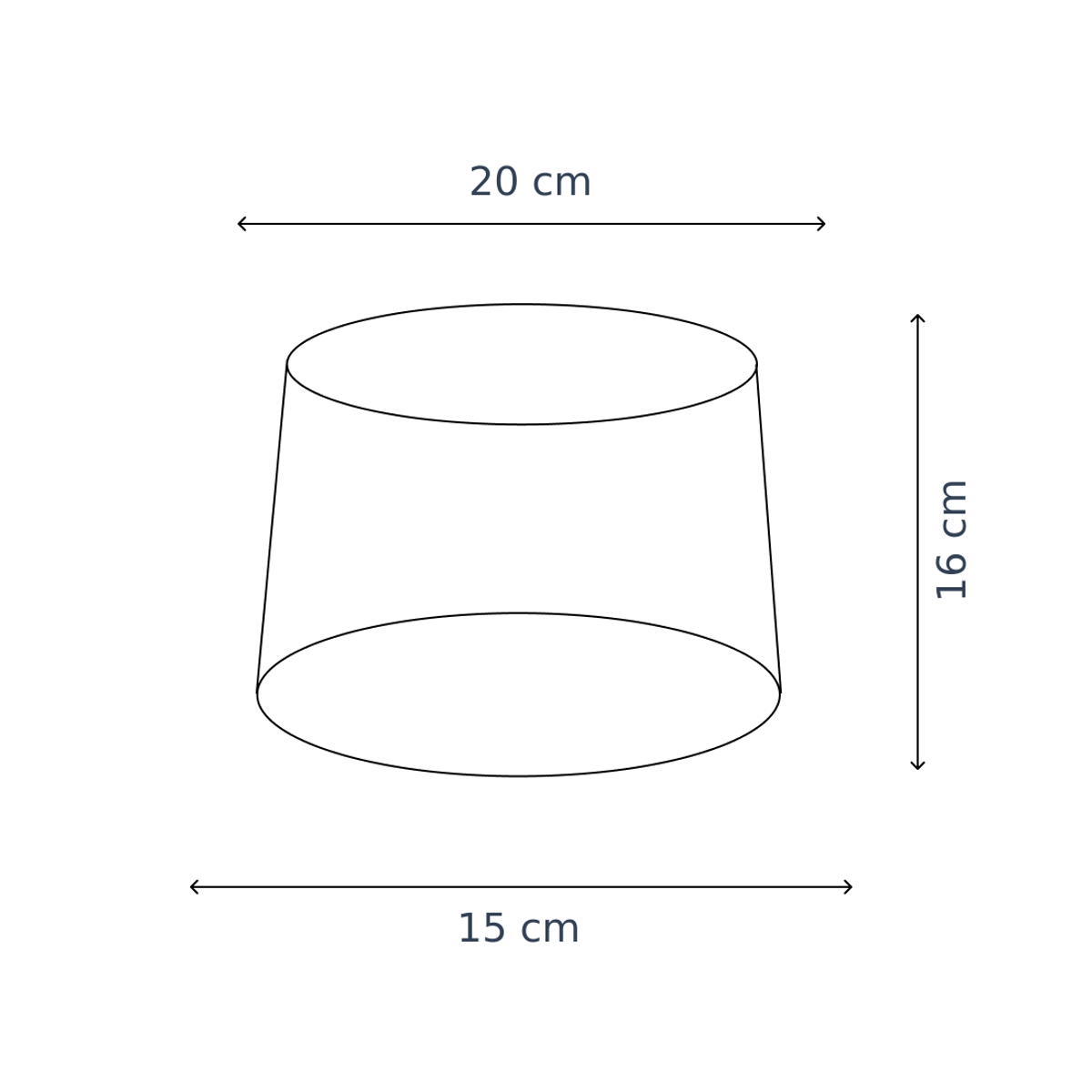 Dimension drawing with all measurements in centimetres of Various Lampshade Round Drum - Beige - Baumwolle - Ø15 cm - Cotton