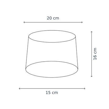 Dimension drawing with all measurements in centimetres of Various Lampshade Round Drum - Beige - Baumwolle - Ø15 cm - Cotton