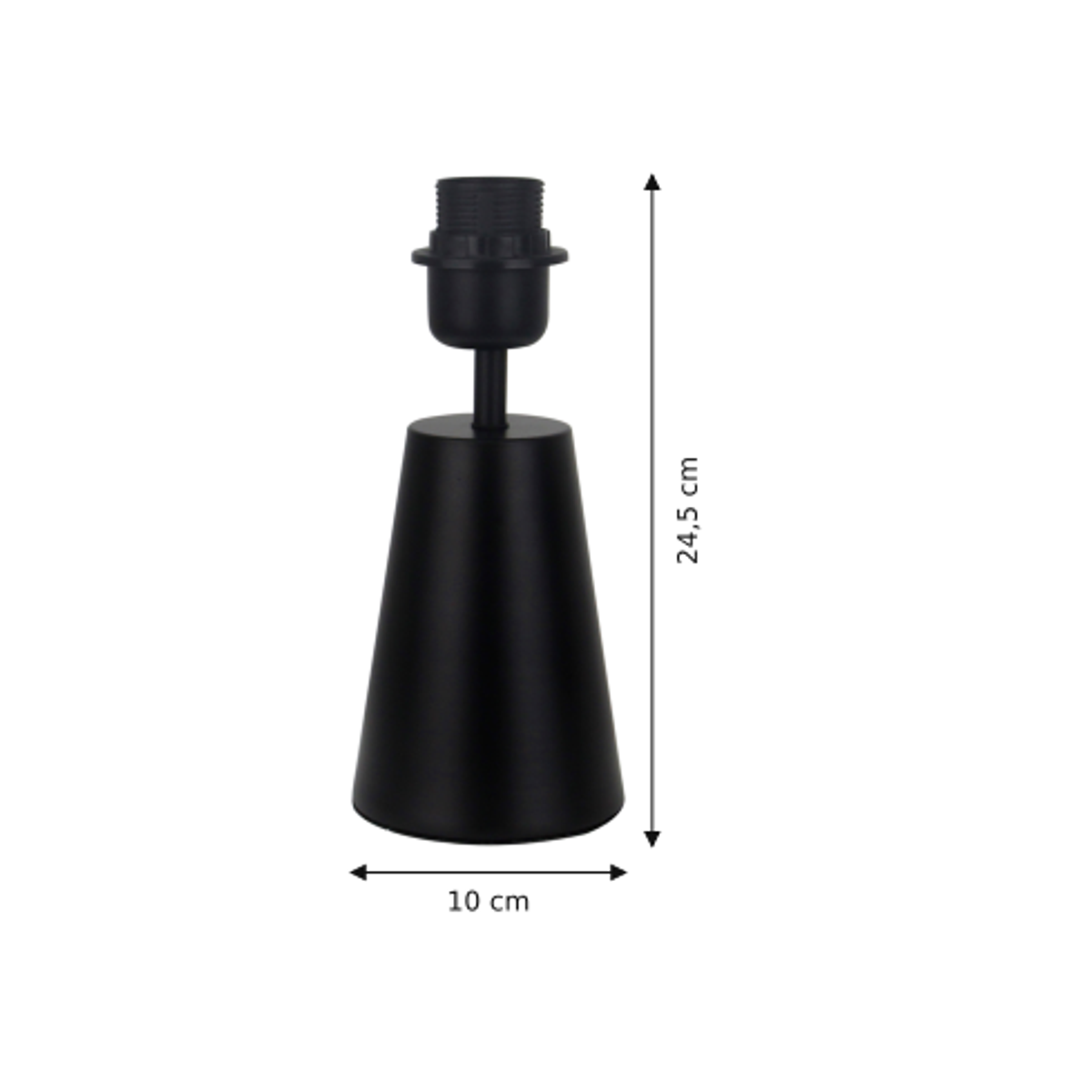 Maattekening met alle afmetingen in centimeters van Chericoni Lampenvoet Faro - Zwart - 24.5 cm - Metaal - E27