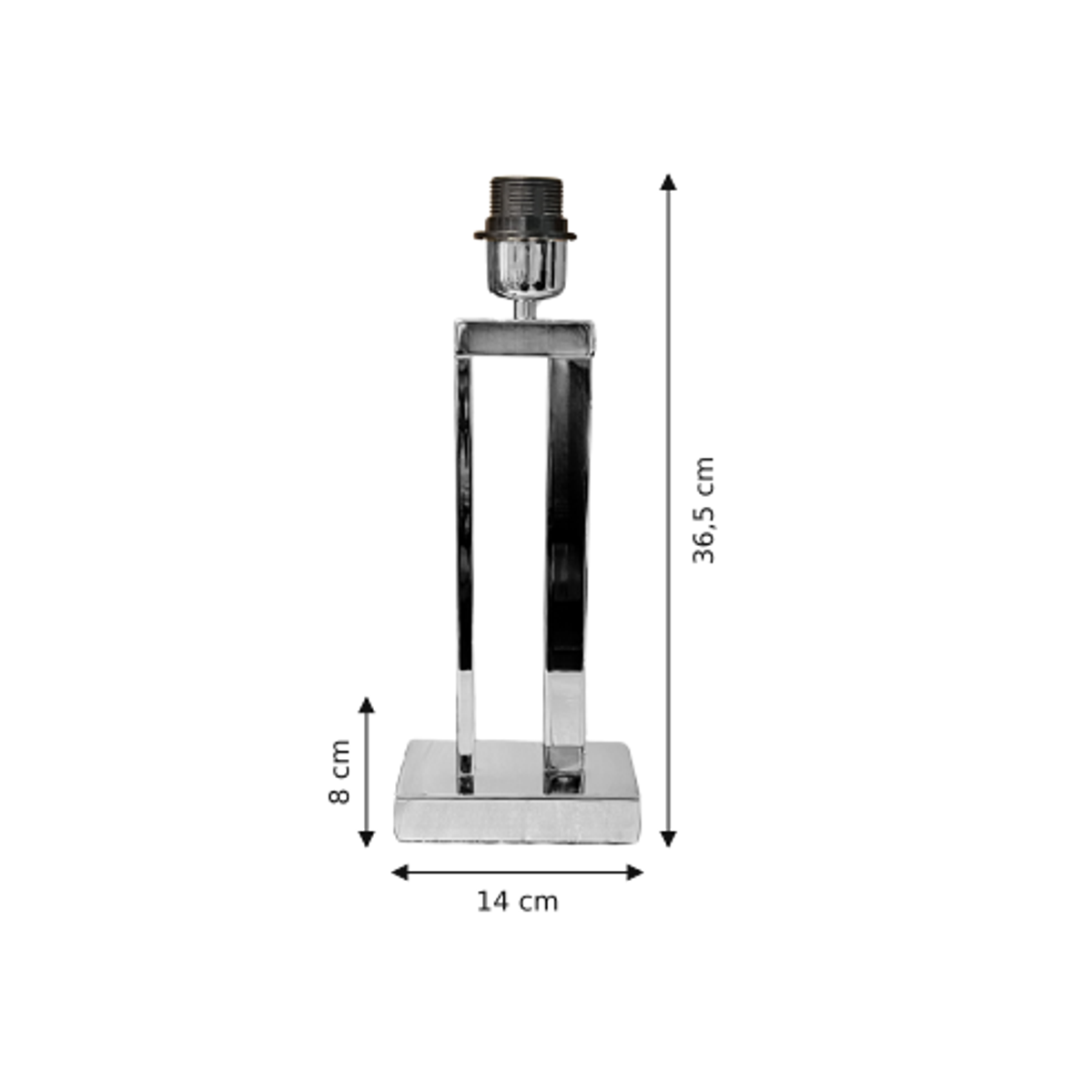 Strakke lampenvoet in chroom, perfect voor een moderne uitstraling. Ideaal als basis voor jouw unieke lampencreaties.