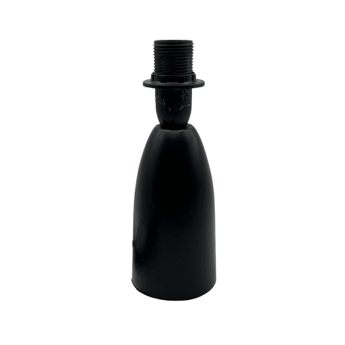 Minimalistische zwarte lampenvoet van hout, perfect voor een Scandinavische uitstraling. Een stevige basis voor elke lamp.
