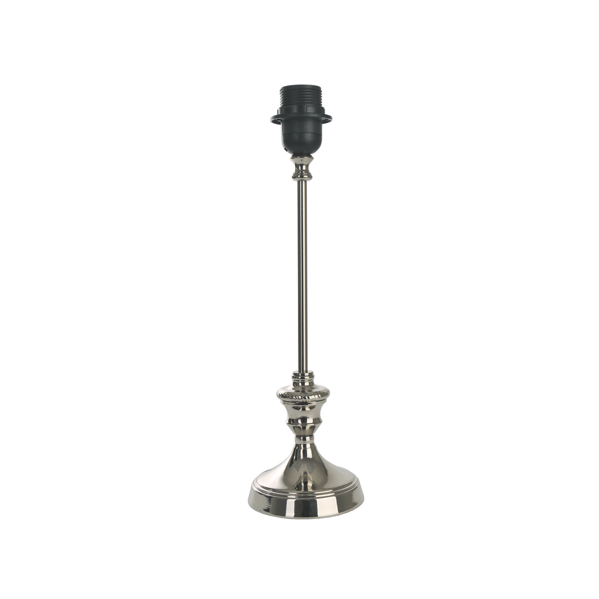 Moderne lampenvoet in nikkelafwerking van 37 cm hoog. Perfect voor een eigentijdse uitstraling in jouw interieur.