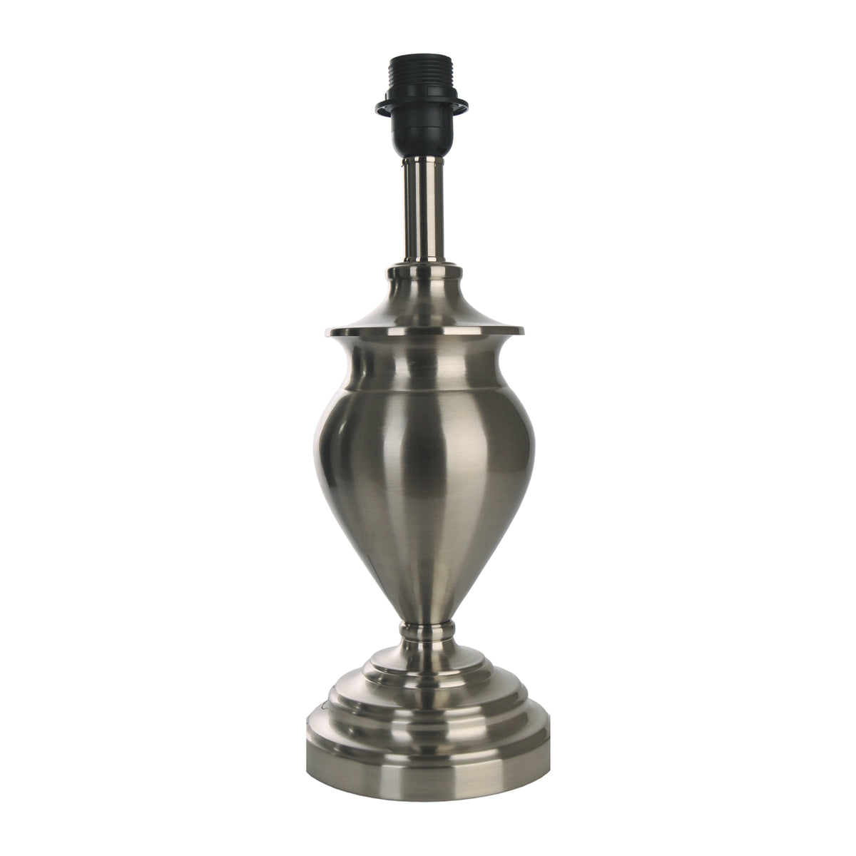 Deze nikkel lampenvoet van 40,5 cm heeft een moderne uitstraling. Perfect om je favoriete lampenkap stijlvol te accentueren.