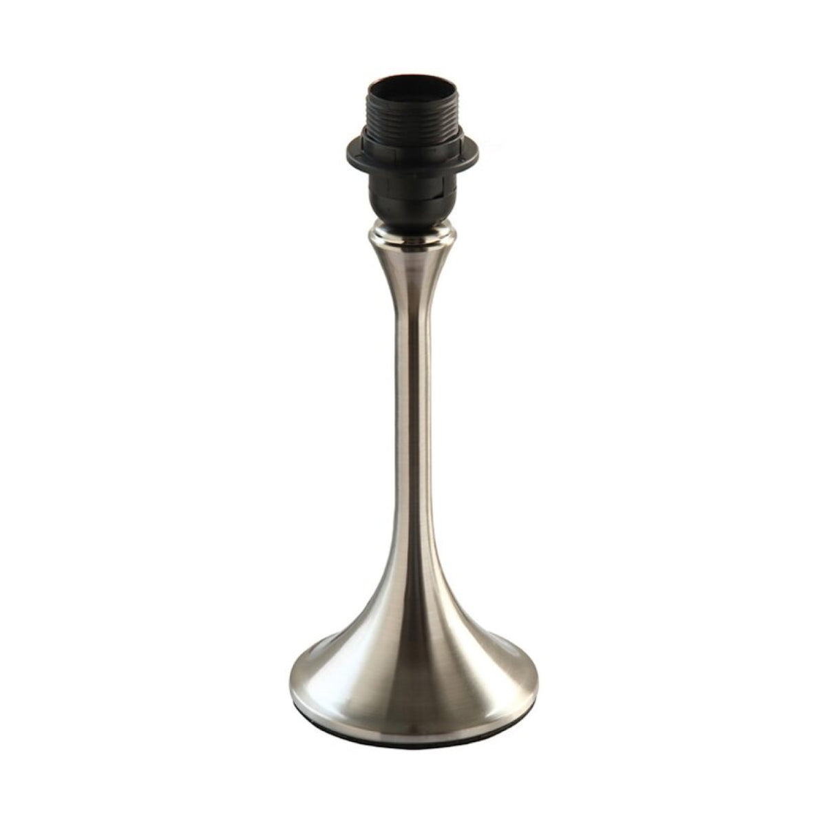 Moderne lampenvoet in nikkel voor een strakke uitstraling. Perfect als basis voor jouw unieke lamp creatie.