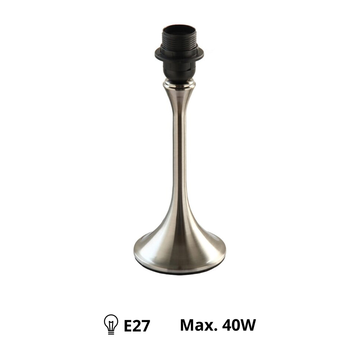 De nikkel lampenvoet van 25 cm heeft een moderne uitstraling. Perfect voor een eigentijdse sfeer in uw interieur.
