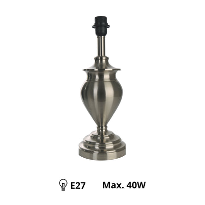 Deze nikkel lampenvoet van 40,5 cm straalt moderne elegantie uit. Perfect voor een eigentijdse sfeer in uw interieur.