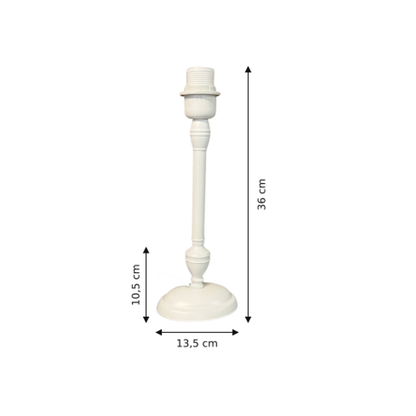 Strakke witte lampenvoet van metaal met een moderne uitstraling. Perfect voor het creëren van een eigentijdse sfeer in huis.