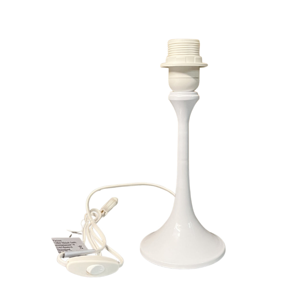 Deze witte lampenvoet heeft een modern design en past perfect in elke ruimte. Ideaal voor een stijlvol accent.