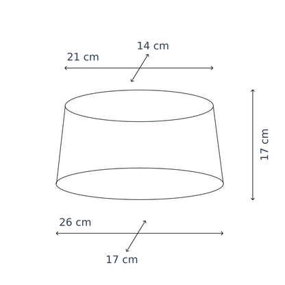 Dimension drawing with all measurements in centimetres of Various Lampshade Oval - Beige - 26 cm - Wool