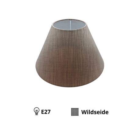 Minimalistische lampenkap in warm bruin chintz. Perfect voor een sfeervolle en tijdloze uitstraling in uw interieur.