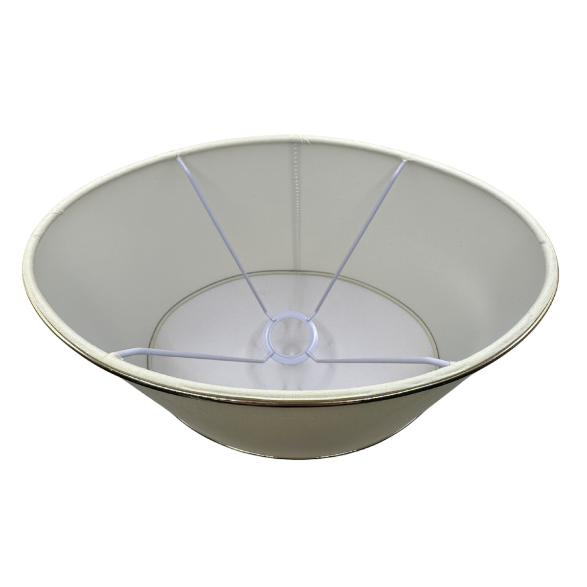Bovenaanzicht van de moderne lampenkap in crème met gouden accents. Perfect voor een verfijnde sfeer in jouw interieur.