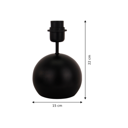 Maattekening met alle afmetingen in centimeters van Various Lampenvoet Porto - Zwart - 22 cm - Metaal - E27