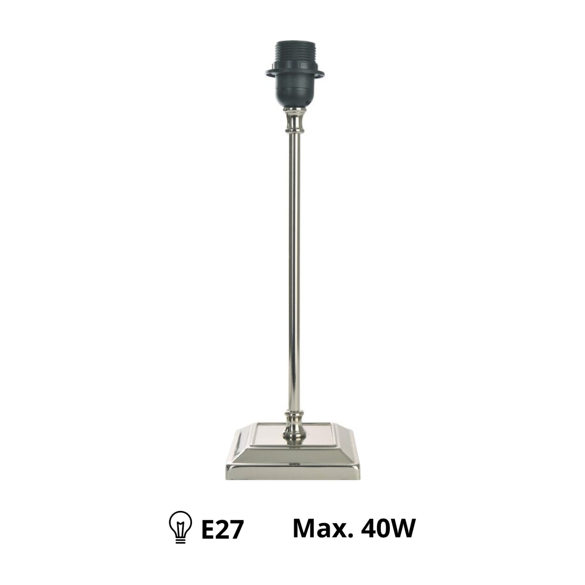 Details van de zilveren lampenvoet T-80 van 38 cm. Perfect voor een moderne uitstraling in jouw interieur.
