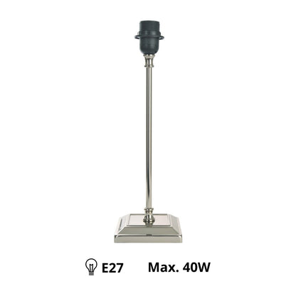 Details van de zilveren lampenvoet T-80 van 38 cm. Perfect voor een moderne uitstraling in jouw interieur.