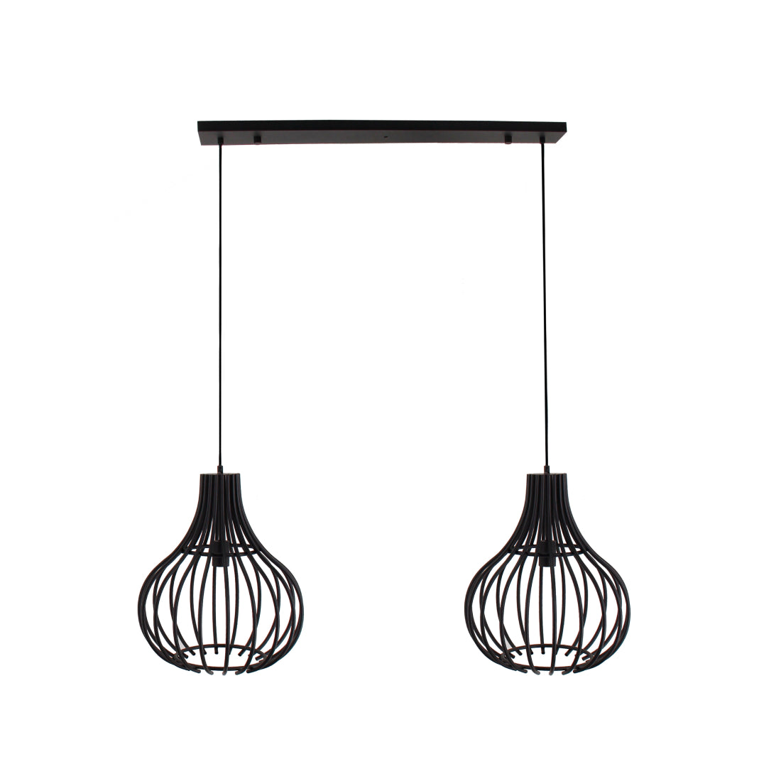 Deze gedurfde zwarte hanglamp voegt een industriële flair toe aan je woonkamer. Perfect voor een eigentijdse uitstraling.